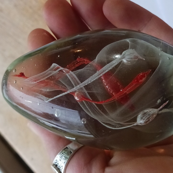 VINTAGE Blown Glass Inside of Heavy Glass DNA Swirled Paperweight - Picture 2 of 8